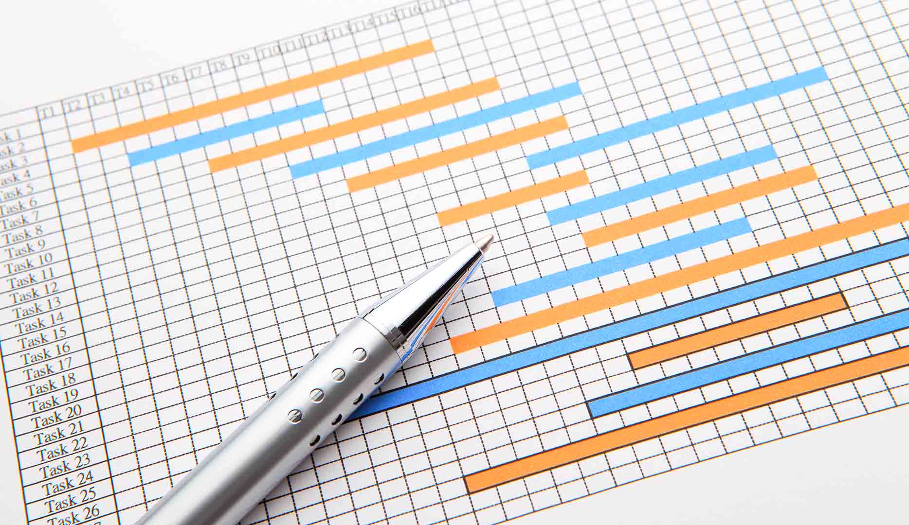 Project Plan represented as  gantt chart with pen